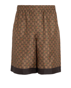 Gucci Horsebit GG Shorts, Mens, Silk, Brown, Sz M, 3*
