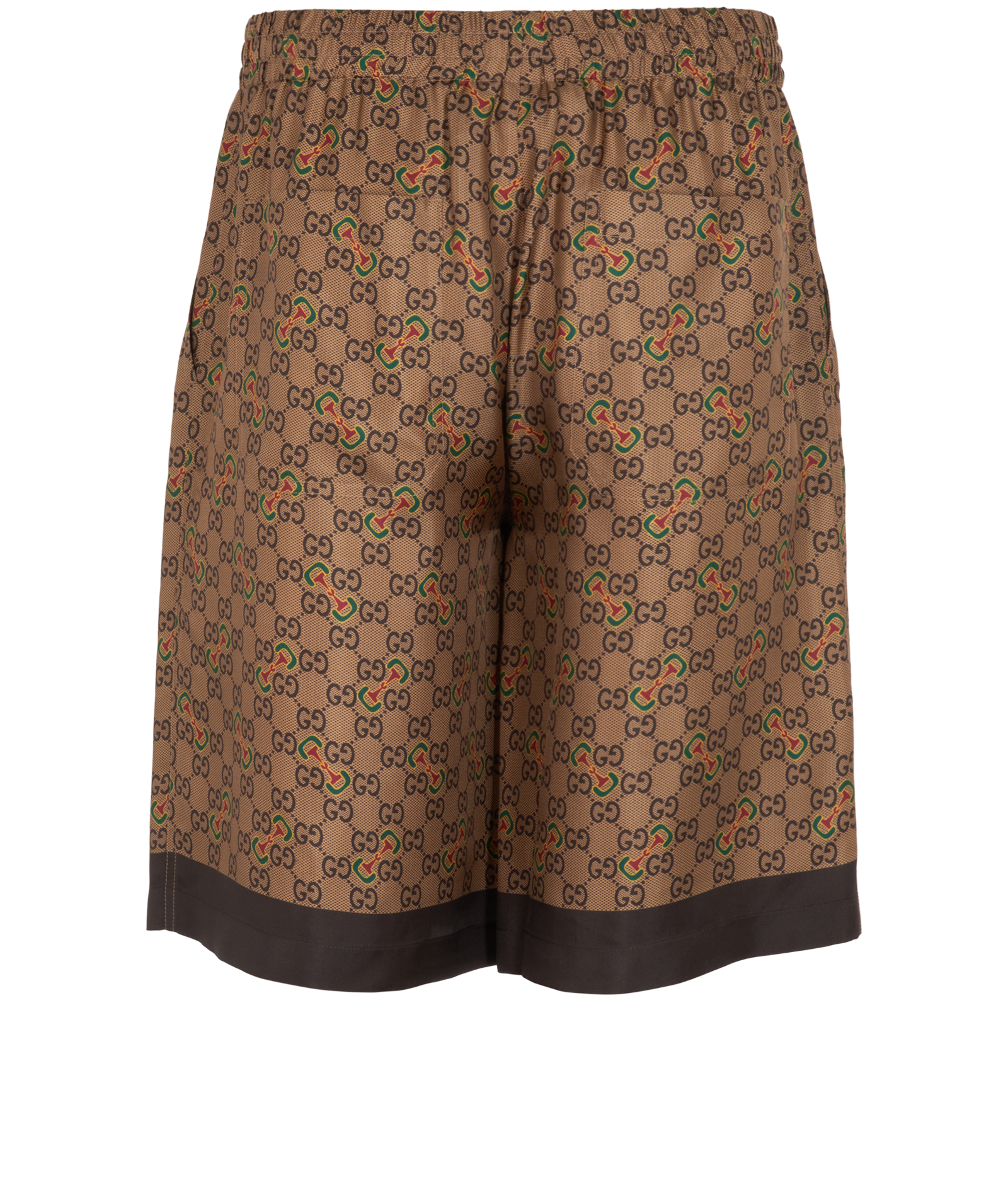 Gucci Horsebit GG Shorts, &pound;295, Clothing, Brown, Silk, Back view