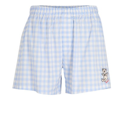 Gucci Garden Embroidered Bear & Check Shorts, front view