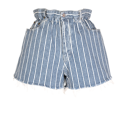 Miu Miu Raw-Trim Striped Shorts, Cotton, White/Blue, UK10, 2*