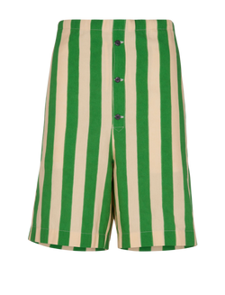 Prada Striped Shorts, Cotton, Green/Cream, UKS
