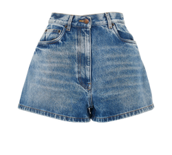 Prada Logo Plaque Shorts, Cotton, Blue, UK8, 2*