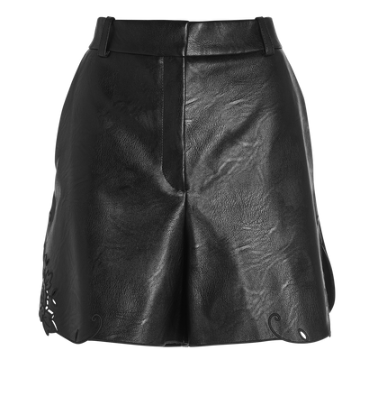 Stella McCartney Leather Lace Mini Shorts, front view