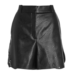 Stella McCartney Leather Lace Mini Shorts, Polyester, Black, UK 14, 2*