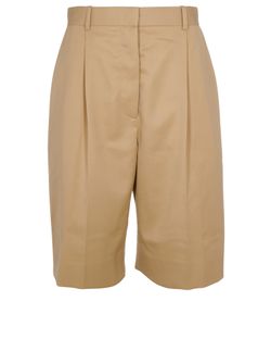 The Row Pleated Knee-Length Shorts, Wool, Beige, UK8