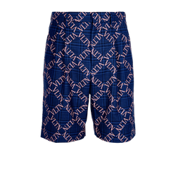 Valentino VLTN Plaid Print Bermuda Shorts, Mens, Wool, Navy, Sz XXS, 3*