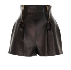 Versace Zip-Detail Shorts, Lambskin, Black, UK6, 2*