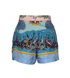 Versace Underwater Barocco Print Shorts, £90, Clothing, Blue, Silk, Back view