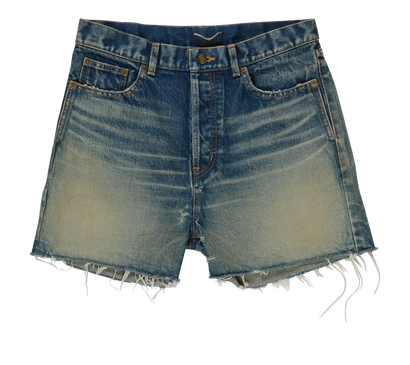 Saint Laurent Distressed Denim Shorts, front view