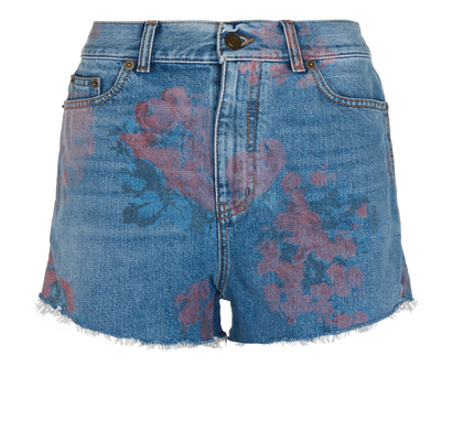 Saint Laurent Denim Floral Shorts, front view