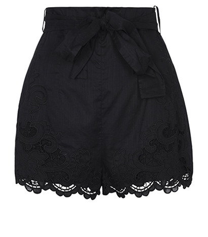 Zimmermann Cut Out Lace Shorts, &pound;80, Clothing, Black, Cotton, Front view