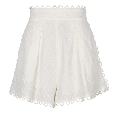 Zimmermann High Waist Broderie Shorts, front view