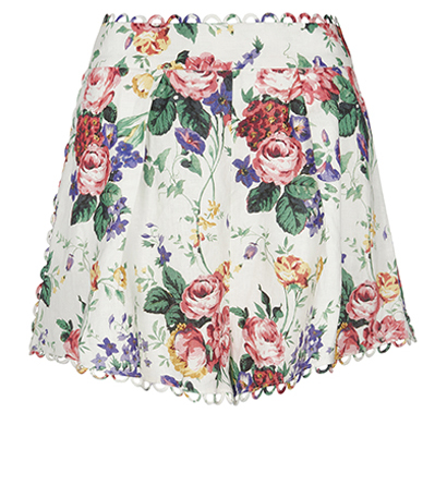Zimmermann Allia High Waisted Printed Shorts, front view