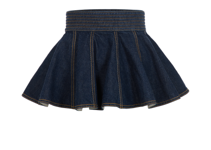 Alaia Peplum Denim Skirt, &pound;220, Clothing, Blue, Denim, Front view
