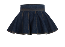 Alaia Peplum Denim Skirt , Cotton, Blue, UK8, 3*