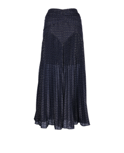 Self portrait Metallic Pleated Skirt, Polyester/Viscose, Navy, Sz 6, 2*