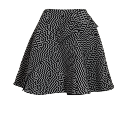 Kenzo Zigzag Ruffled Skirt, Wool/Poly, Grey, UK10, 3*