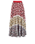 Valentino Maxi Pleated Floral Skirt, £230, Clothing, Red, Polyester (Polymer), Front view