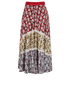 Valentino Maxi Pleated Floral Skirt, £230, Clothing, Red, Polyester (Polymer), Back view