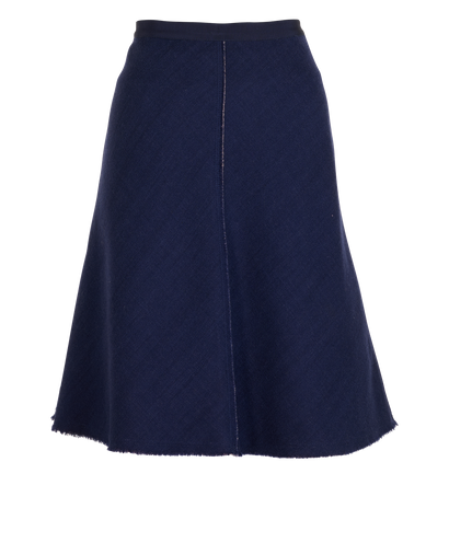 Prada Raw Hem Skirt, &pound;295, Clothing, Navy, Wool, Front view