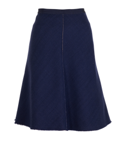 Prada Raw Hem Skirt, Wool, Navy, UK 12, 2*