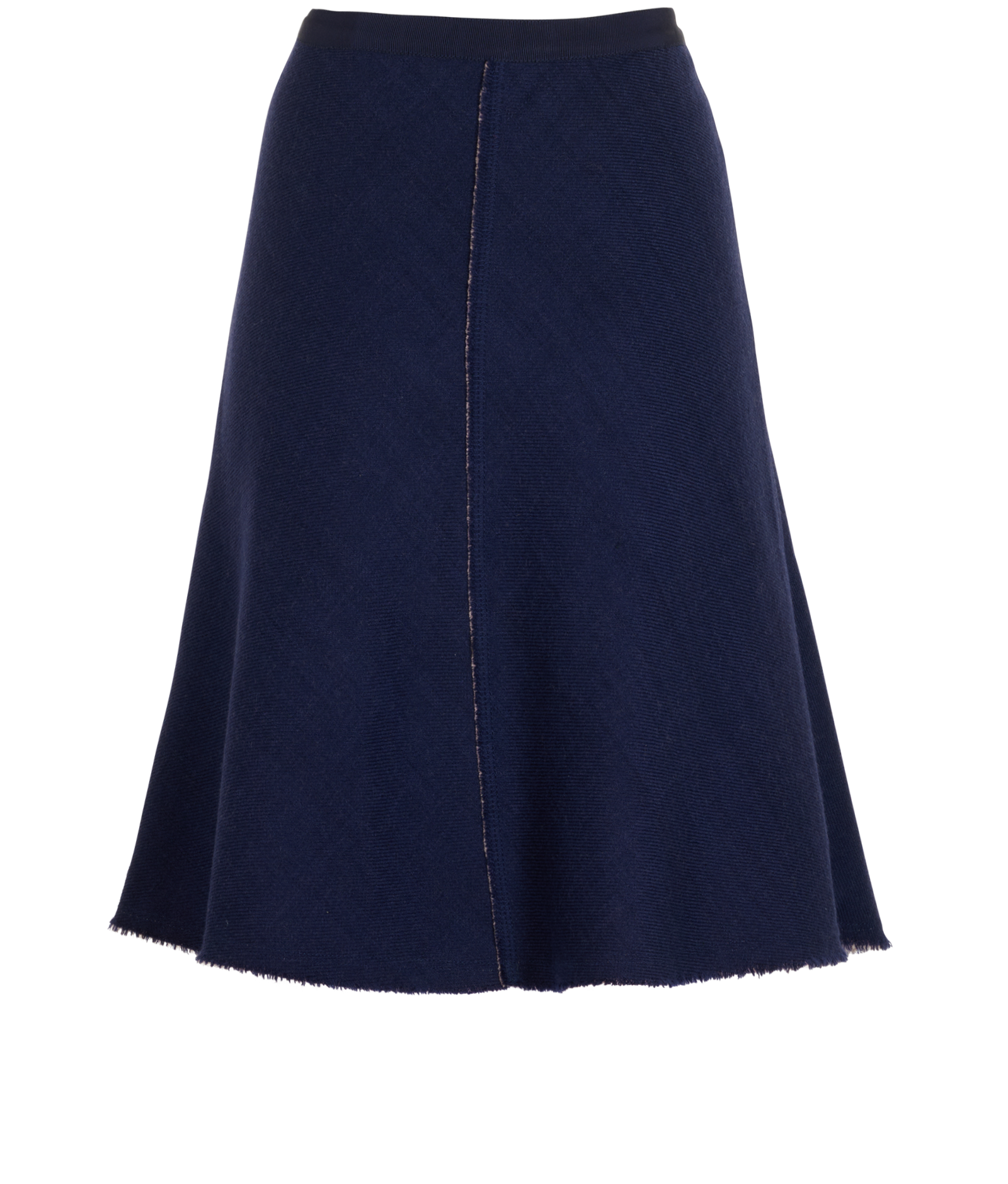 Prada Raw Hem Skirt, &pound;295, Clothing, Navy, Wool, Back view