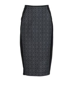 Stella McCartney Geometric Pencil Skirt, Cotton, Black, UK8, 3*