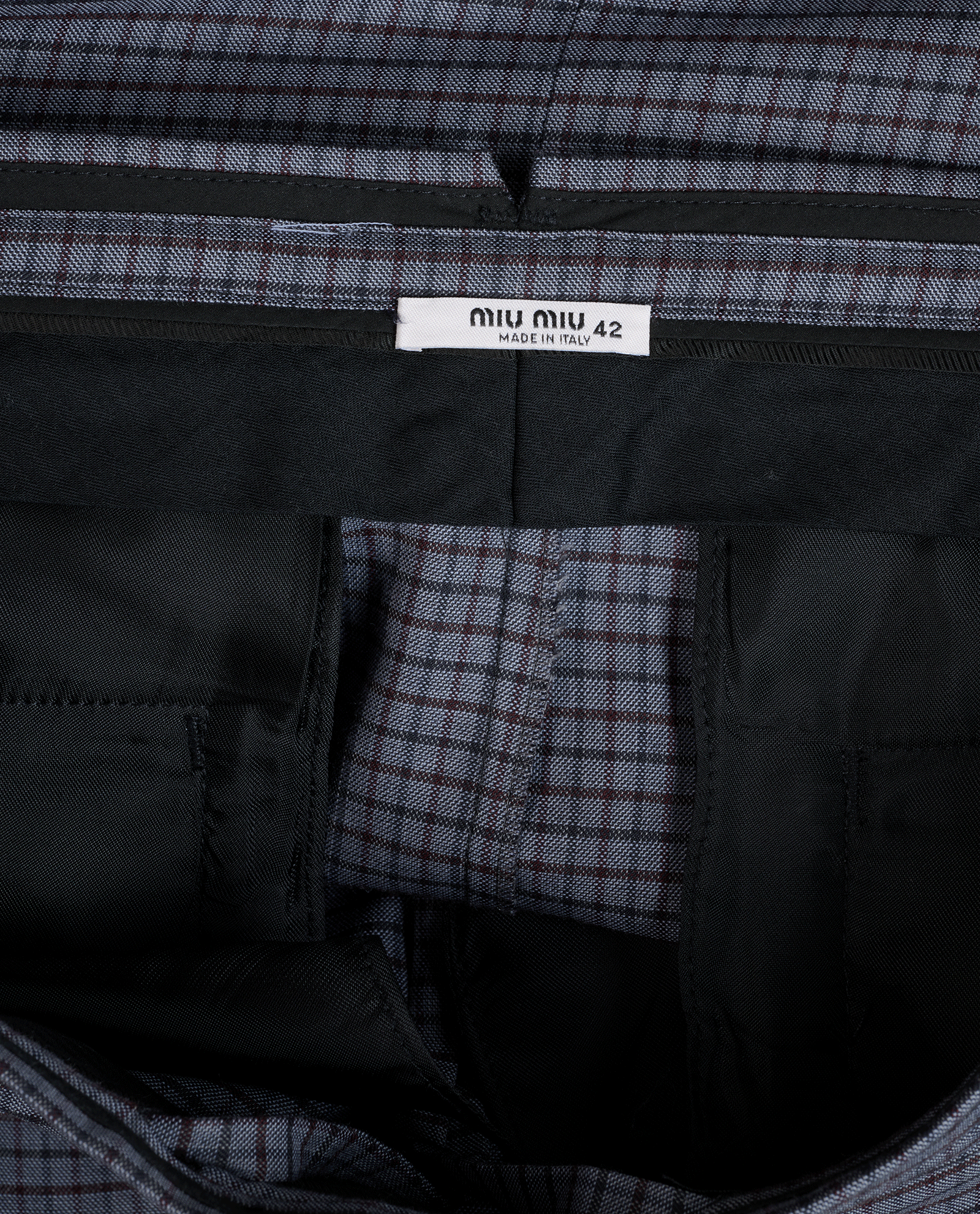 Miu Miu Check Midi Skirt, &pound;450, Clothing, Grey, Wool, Other view