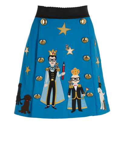 Dolce & Gabbana Embellished Mini Skirt, &pound;220, Clothing, Blue, Wool, Front view