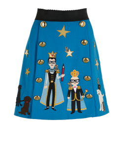 Dolce & Gabbana Embellished Mini Skirt, Wool, Blue, UK8, 2*