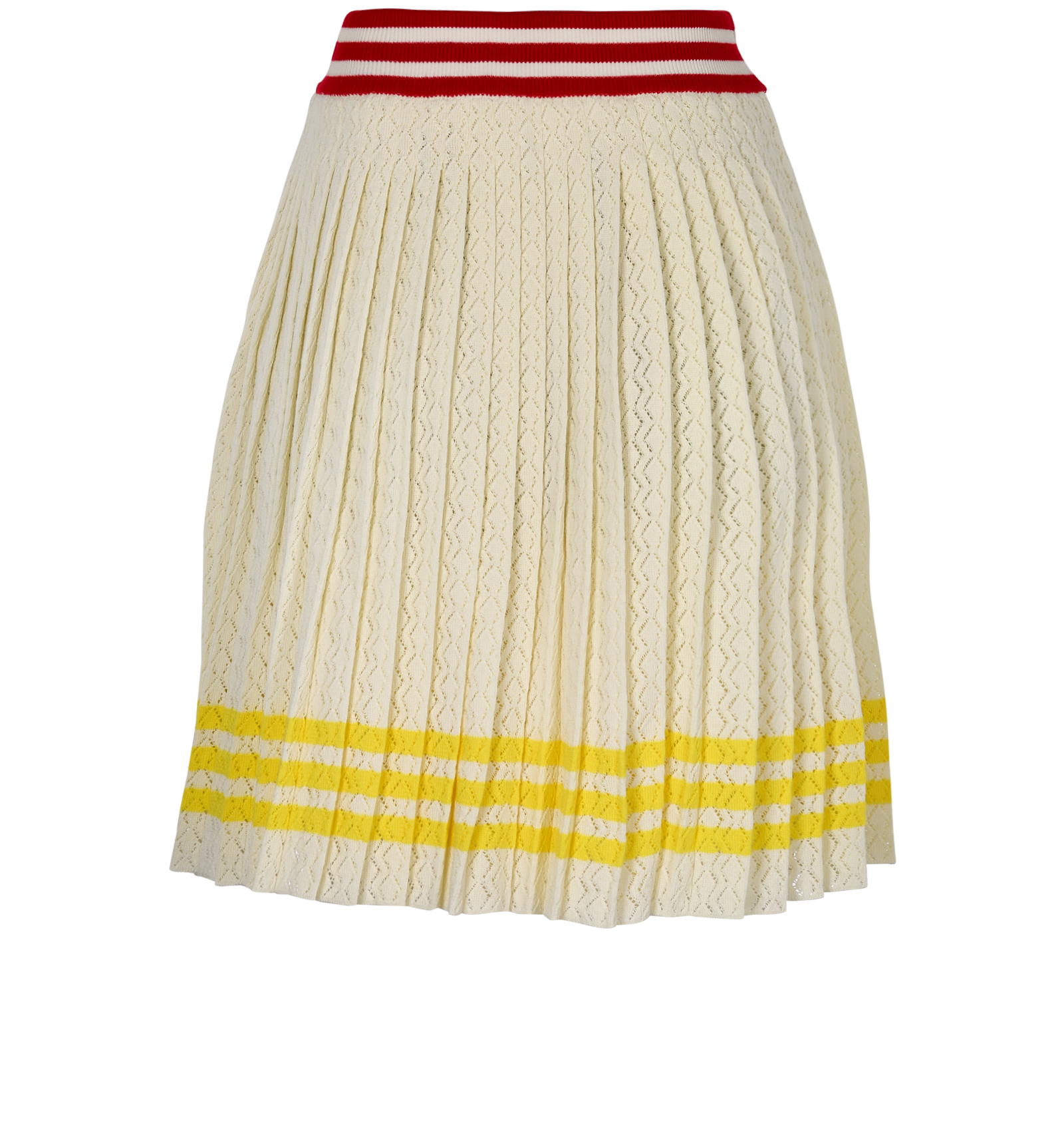 Gucci x Adidas Striped Pleated Skirt, &pound;220, Clothing, Cream, Silk, Back view