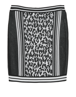 Balmain Animal Print Skirt, Viscose, Black/White, UK12, 3*