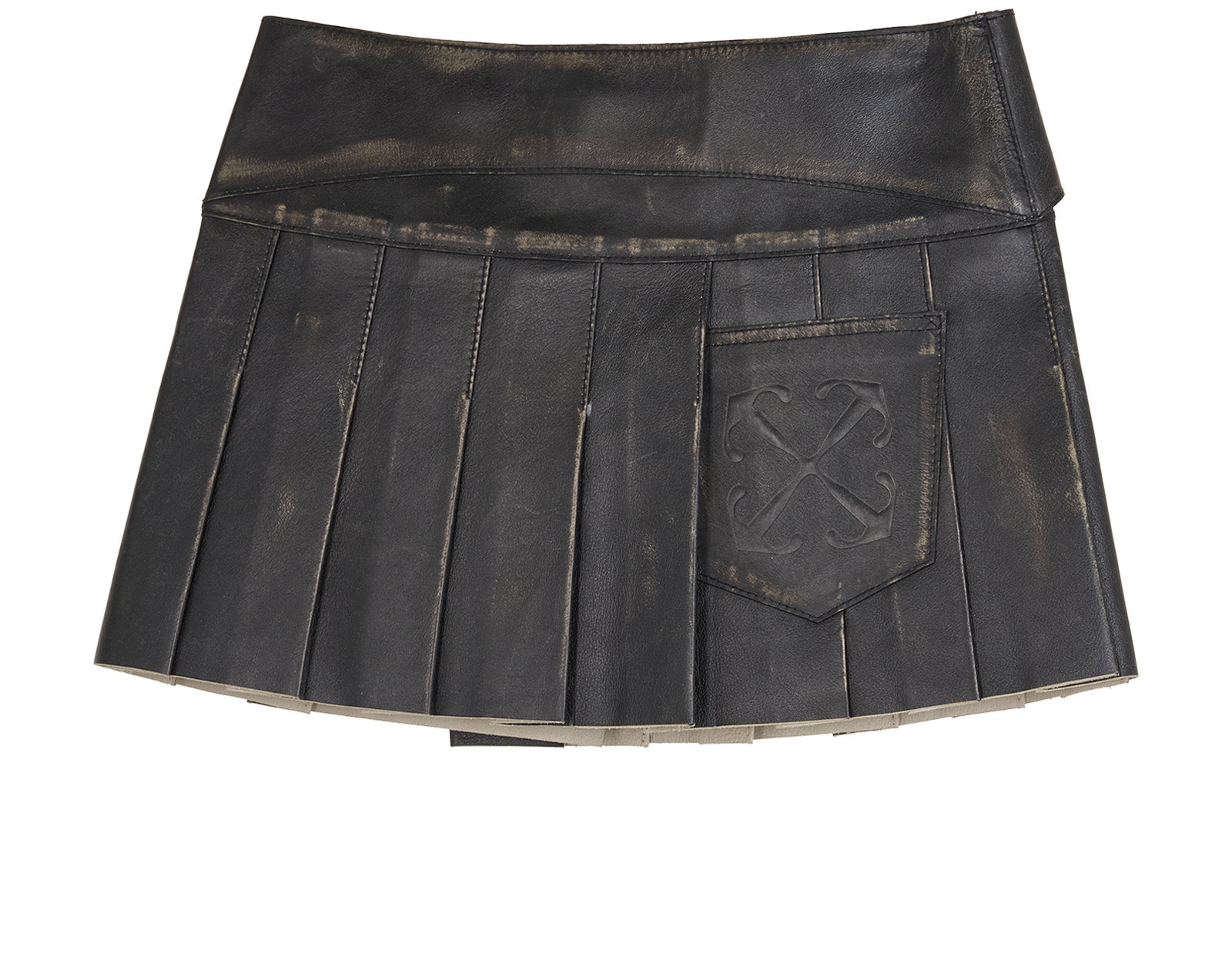 Off-White Belted Pleated Skirt, &pound;195, Clothing, Black, Leather, Back view