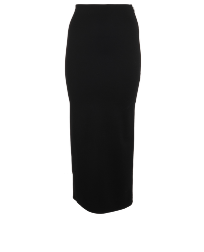 Prada High Waisted Midi Skirt, &pound;350, Clothing, Black, Polyester, Front view