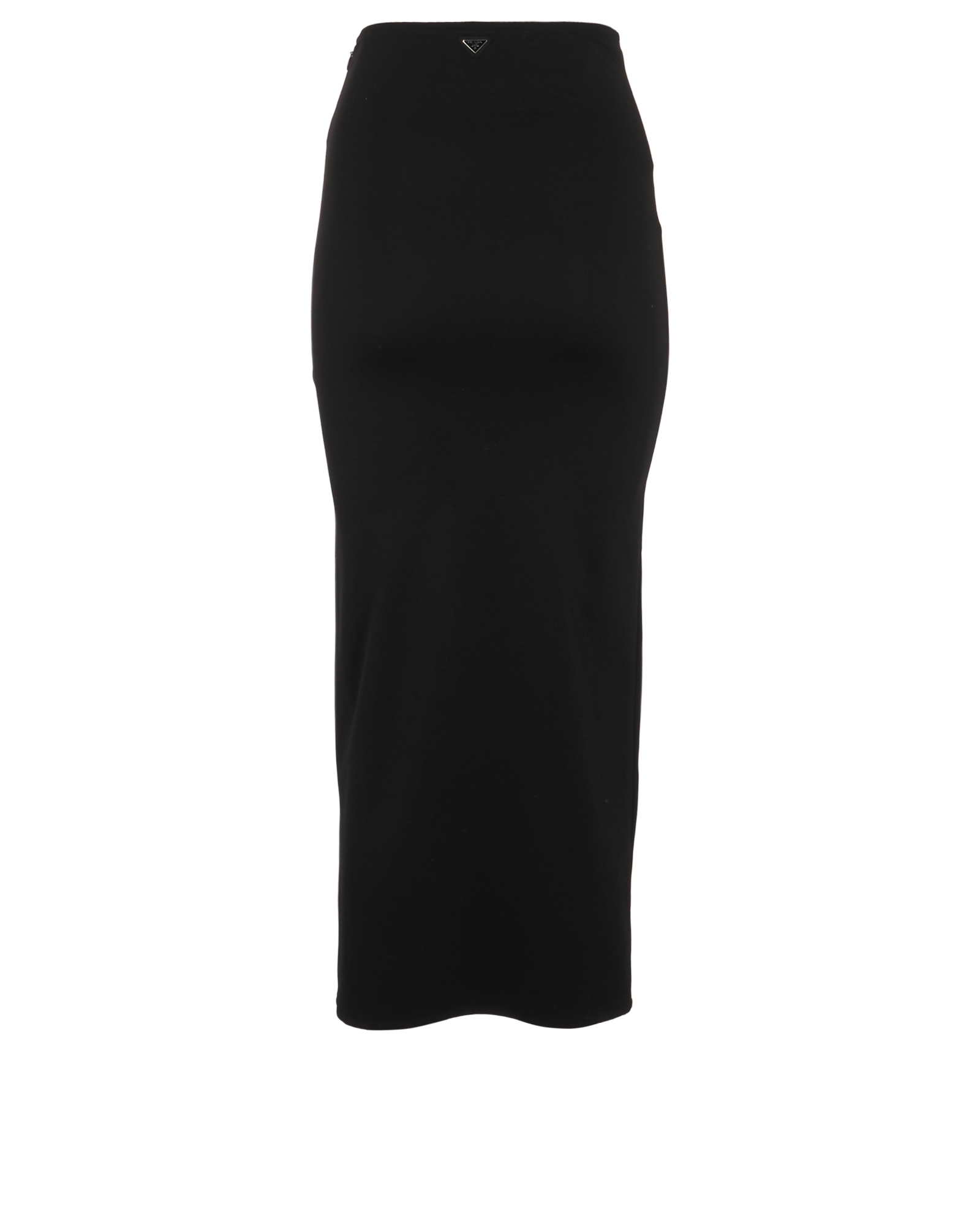 Prada High Waisted Midi Skirt, &pound;350, Clothing, Black, Polyester, Back view