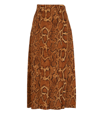 Gucci Garden Snakeskin Print Skirt, &pound;350, Clothing, Beige/Tan, Silk, Front view