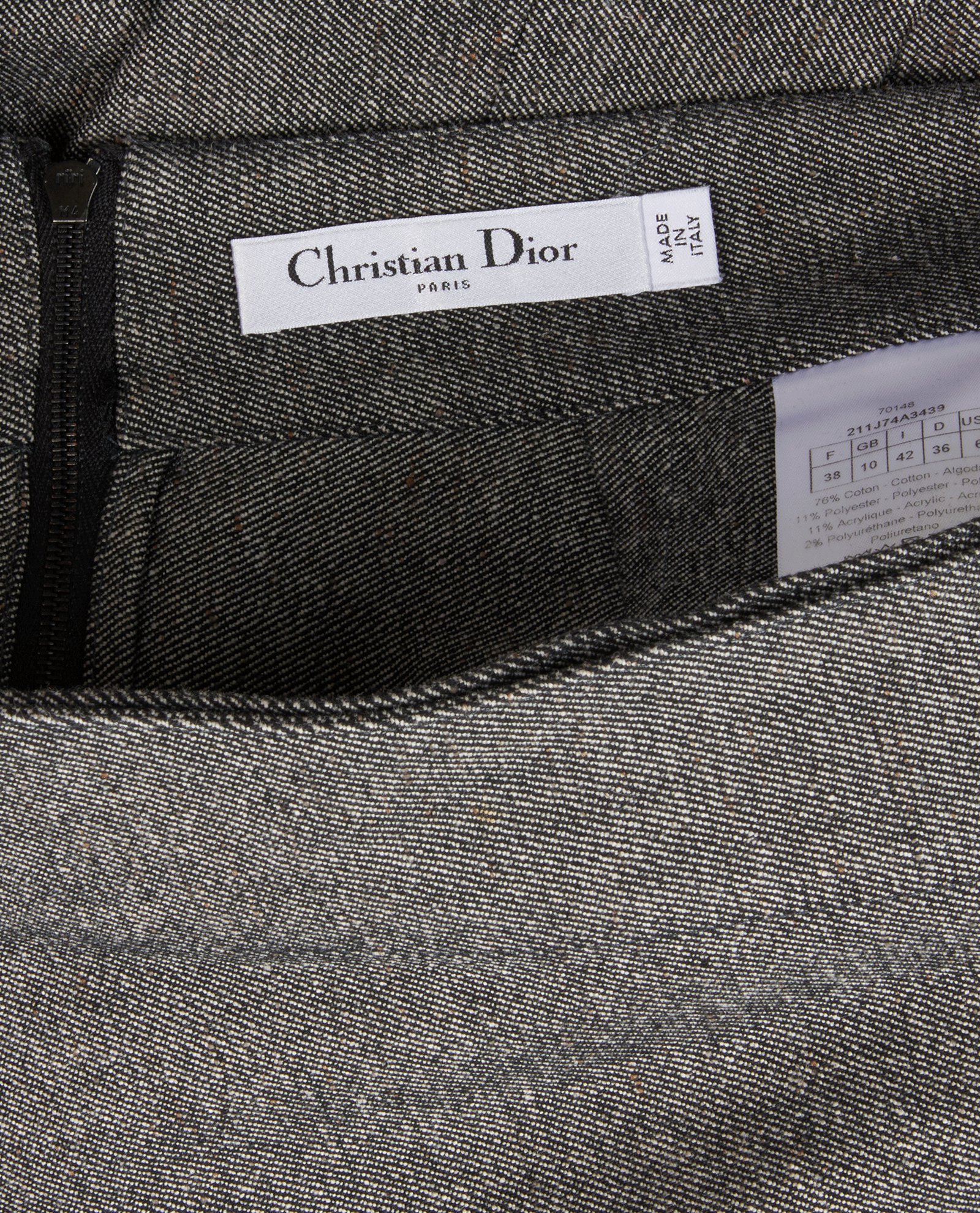 Christian Dior A-Line Skirt, &pound;380, Clothing, Grey, Cotton/Polyester (Polymer), Other view