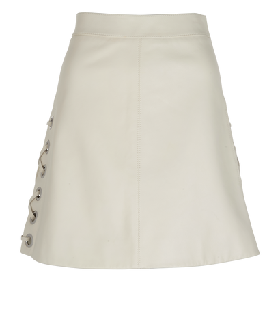 Chloe Lace-Up Mini Skirt, &pound;150, Clothing, White, Leather, Front view