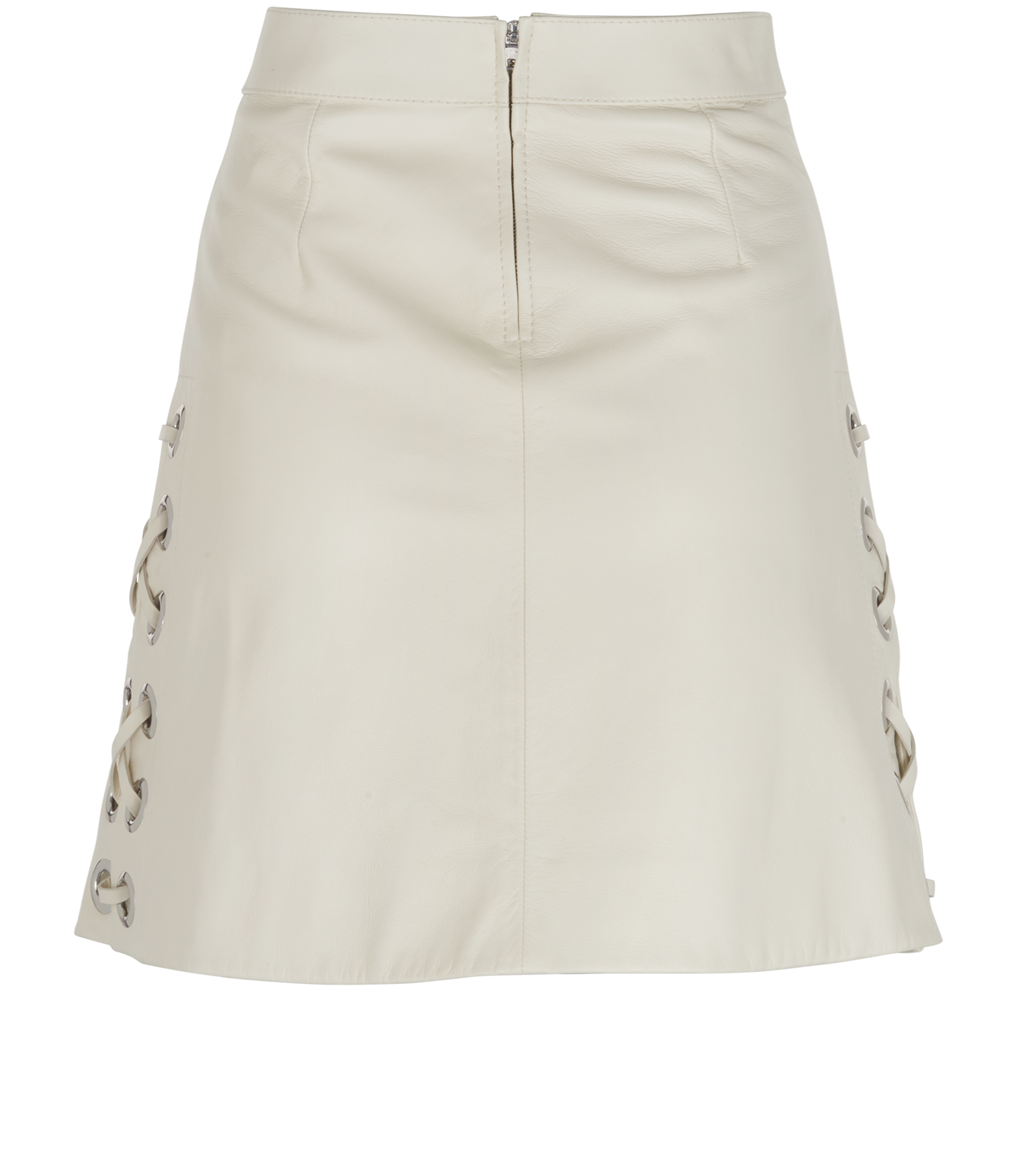 Chloe Lace-Up Mini Skirt, &pound;150, Clothing, White, Leather, Back view