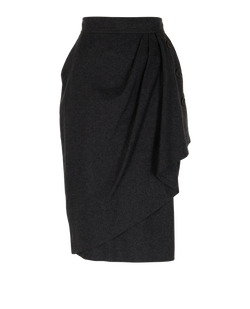 Max Mara Side Button Skirt, Wool, Grey, UK 10, 2*