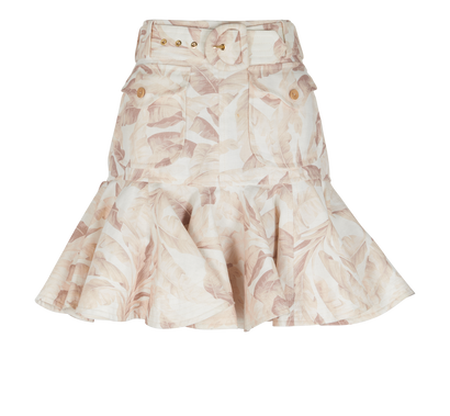 Zimmermann Belted Mini Skirt, &pound;175, Clothing, Beige/White, Linen, Front view