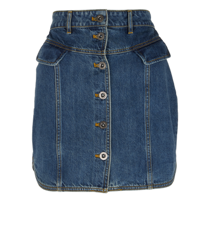 Self-Portrait Buttoned Mini Skirt, &pound;80, Clothing, Blue, Cotton, Front view
