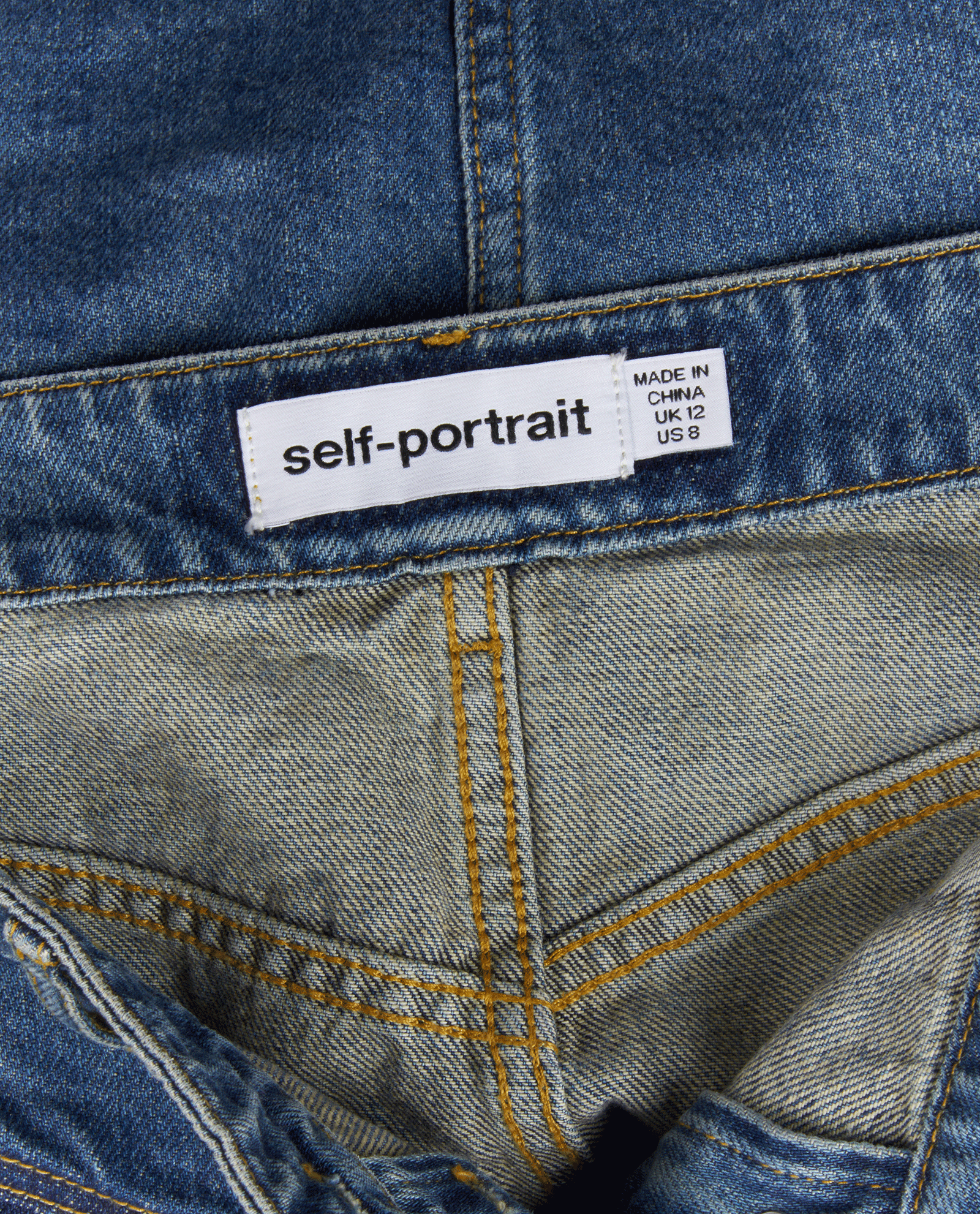 Self-Portrait Buttoned Mini Skirt, &pound;80, Clothing, Blue, Cotton, Other view