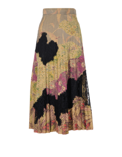Valentino Pleated Midi Skirt, Leather/Cotton, Multi, UK8, 2*
