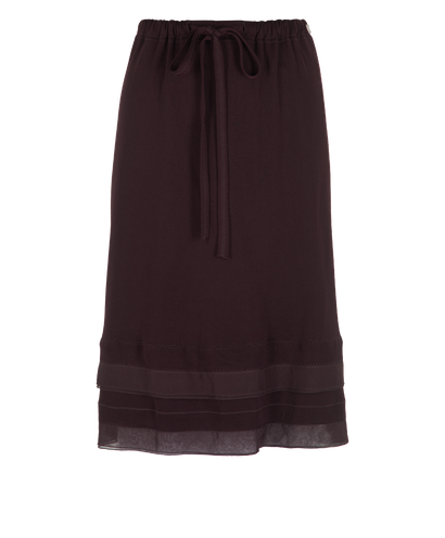 Chanel 02P Layered Tie-Waist Skirt, £250, Clothing, Burgundy, Polyester (Polymer), Front view