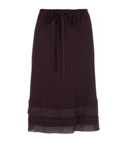 Chanel 02P Layered Tie-Waist Skirt, Poly, Burgundy, UK 14, 2*