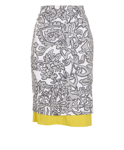 Max Mara Paisley Pencil Skirt, &pound;150, Clothing, Black/White/Yellow, Cotton, Front view