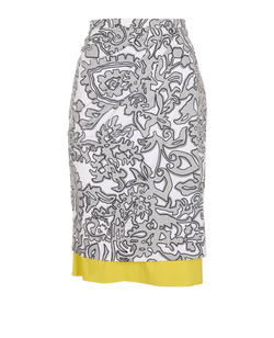 Max Mara Paisley Pencil Skirt, Cotton, Black/White/Yellow, UK10, 1*