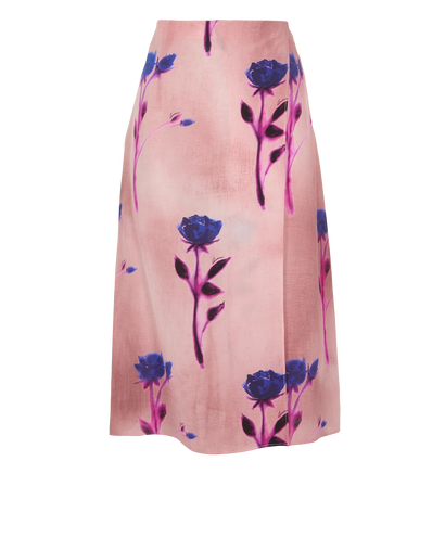 Gucci Floral Print Skirt, &pound;170, Clothing, Pink, Silk, Front view