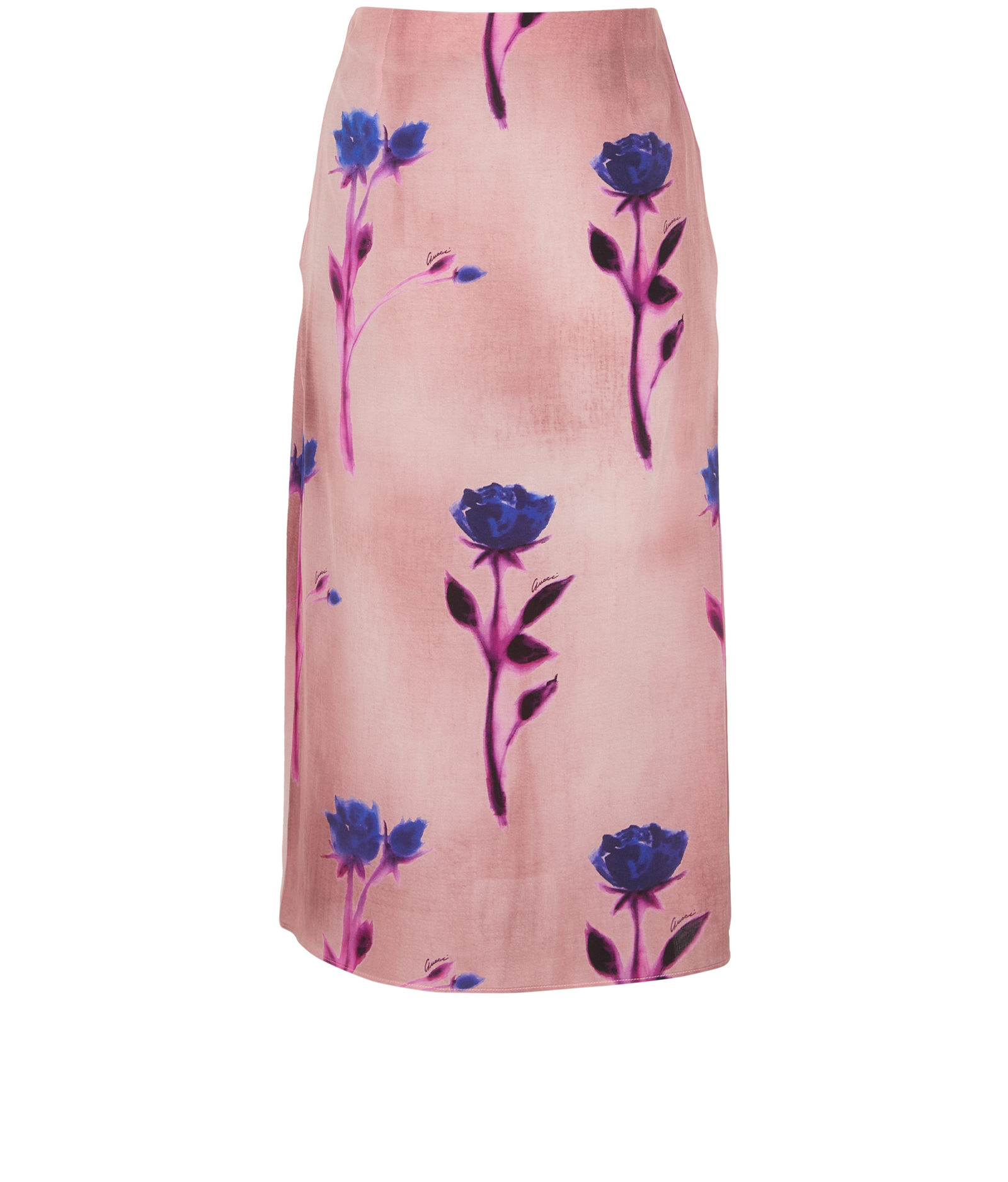 Gucci Floral Print Skirt, &pound;170, Clothing, Pink, Silk, Back view